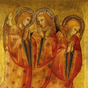 Weihnachtskarte "Olivuccio di Ciccarello da Camerino: Engel mit Heiligen"