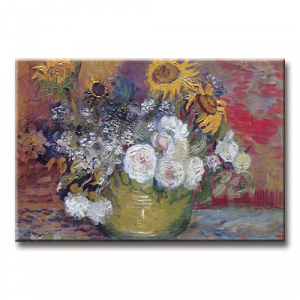 Magnet - van Gogh, Stillleben mit Rosen und Sonnenblumen