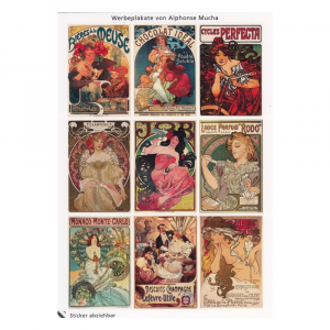Werbeplakate von Alphonse Mucha - Stickerpostkarte