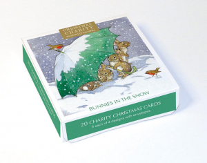 Weihnachtskarten-Set, quadratisch "Hasen im Schnee"